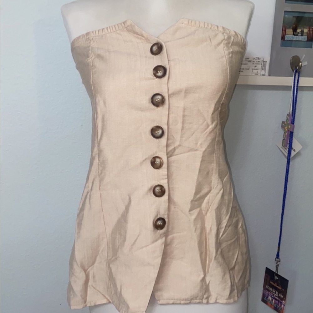 SHEIN Beige Set - Strapless Top (L) with Trousers (M) NWOT